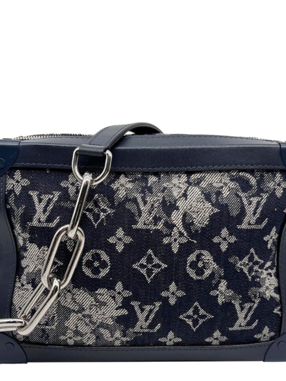 Louis Vuitton Soft Trunk Monogram Tapestry Canvas Crossbody Bag Navy Blue